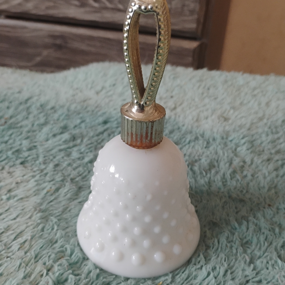Elegant White Decorative Bell with Gold Handle